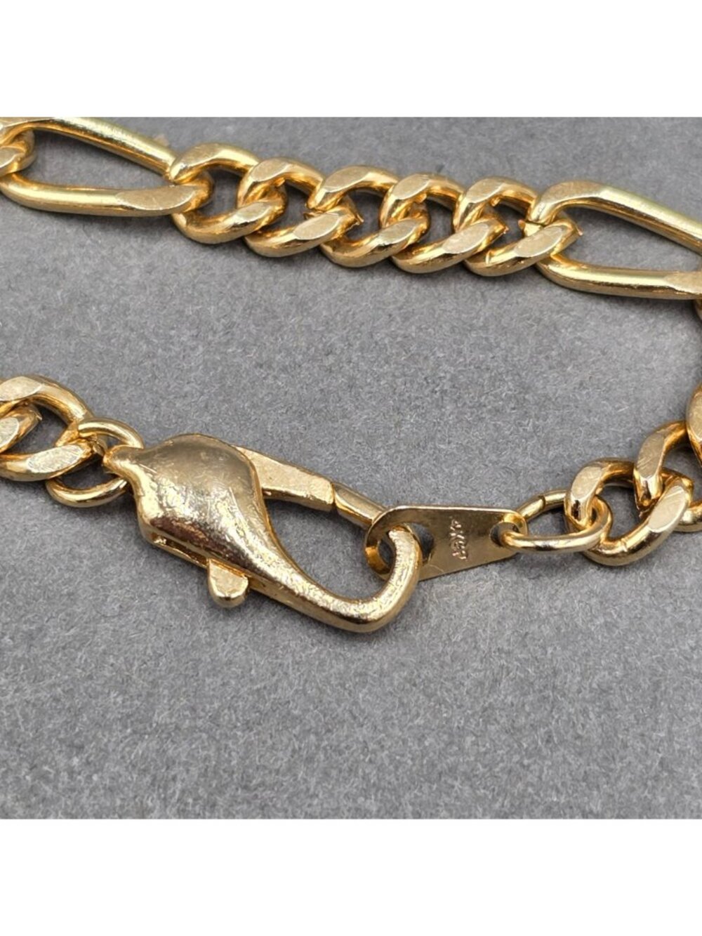 14K Gold Plated Figaro Chain Necklace 6.3mm Heavy Link 20" Unisex Jewelry - Picture 6 of 9